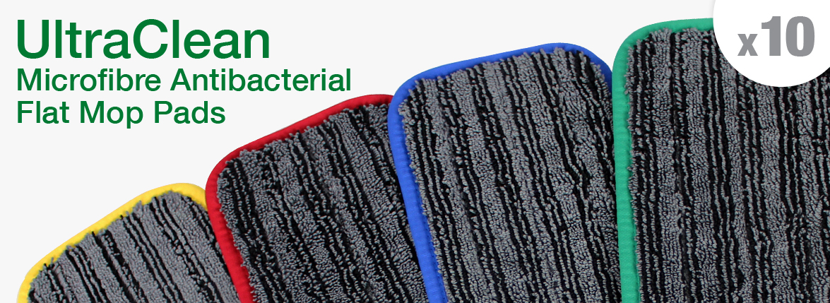 UltraClean Microfibre Antibacterial Flat Mop Pads