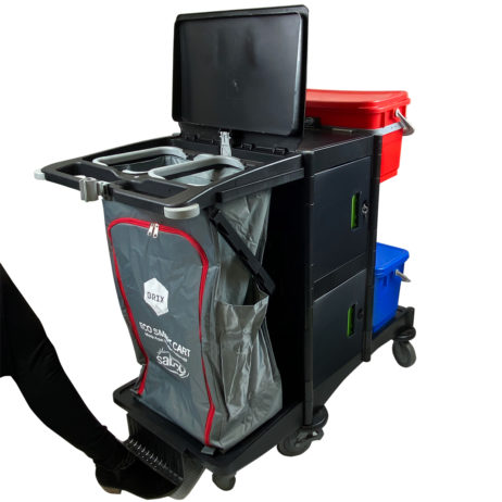 BRIX Recycled Plastics Janitor Cart with 22L Buckets Front