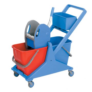 2x25L Double Bucket Trolley with Mop Heads Wringer Press-0